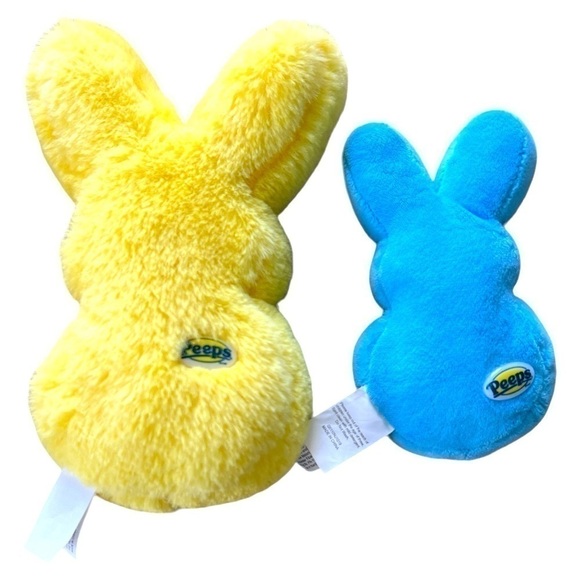 PEEPS 9” & 6” Yellow & Blue Peeps Bunny Plush Easter Stuffed Plush Fuzzy Animal - Picture 3 of 3